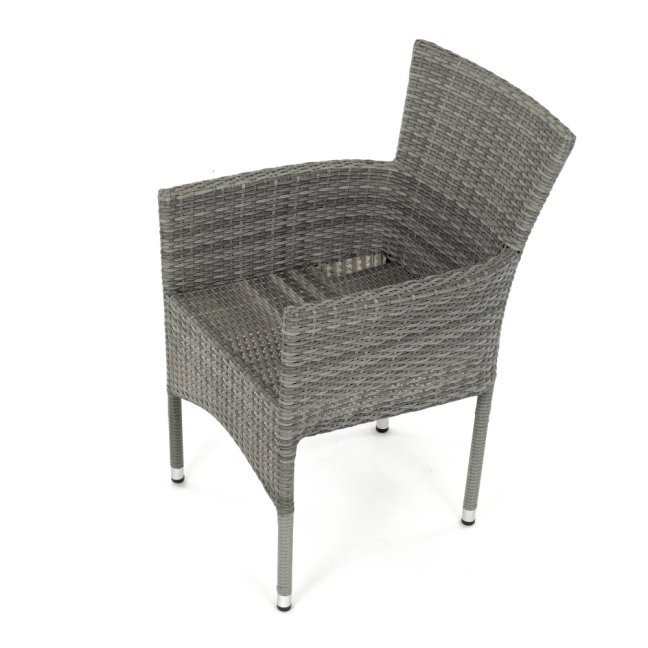 Zahradní křeslo BRIGITA — kov, umělý ratan, šedá