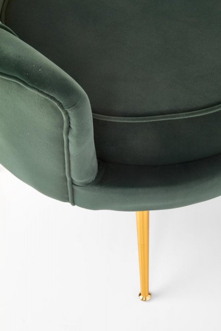 Designové křeslo AMORINITO — kov, látka, zlatá / zelená