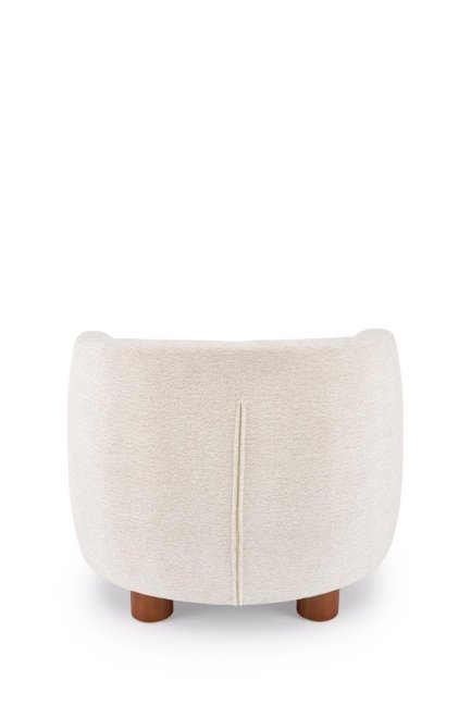 Designové křeslo BAKER — dřevo, látka, krémová