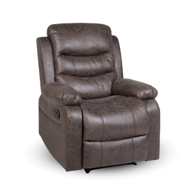 Relaxační polohovací TV křeslo HAVEN — látka, hnědá, nosnost 130 kg