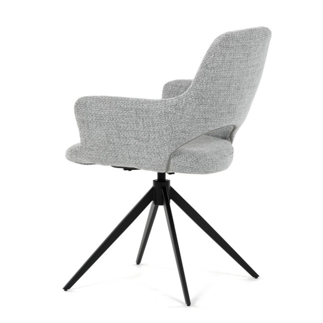 Jídelní otočné křeslo AMOS — kov, látka, šedá