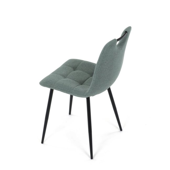 Jídelní židle KLAUDIUS — kov, látka, černá / zelená, nosnost 150 kg