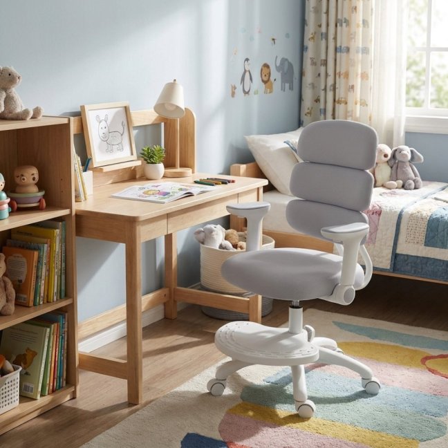 Dětská rostoucí židle Neoseat KIDDY THREE — látka,  pratelný potah, šedá