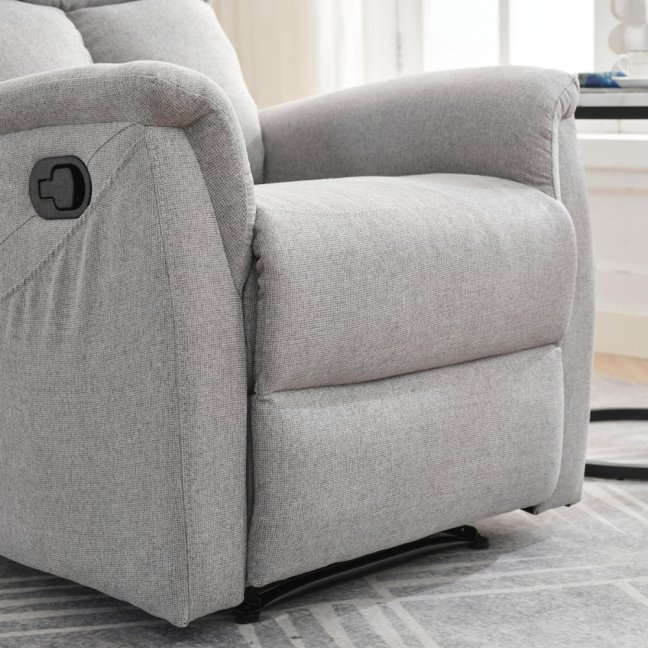Relaxační polohovací TV křeslo ASTER — látka, světle šedá