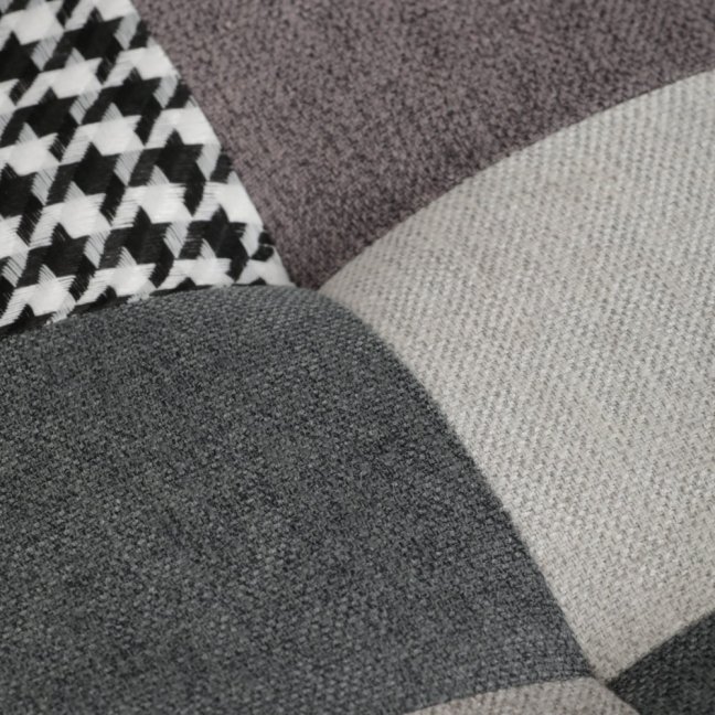 Relaxační křeslo ušák LISA + taburet — masiv, látka, černobílý patchwork