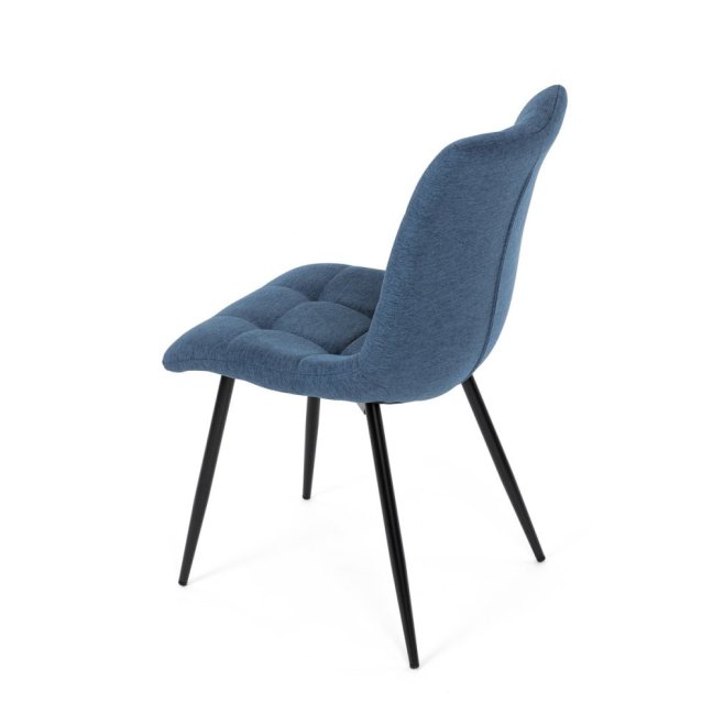 Jídelní židle DAEMON — kov, látka, černá / modrá