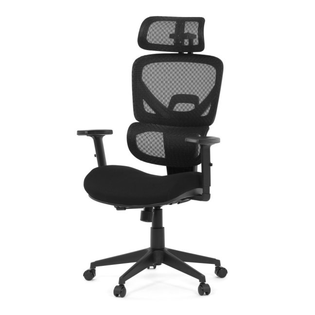 Kancelářská ergonomická židle TRAGEL — síť / látka, černá