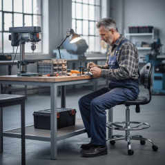 Pracovní dílenská židle ARTI I — kov, černá, nosnost 130 kg