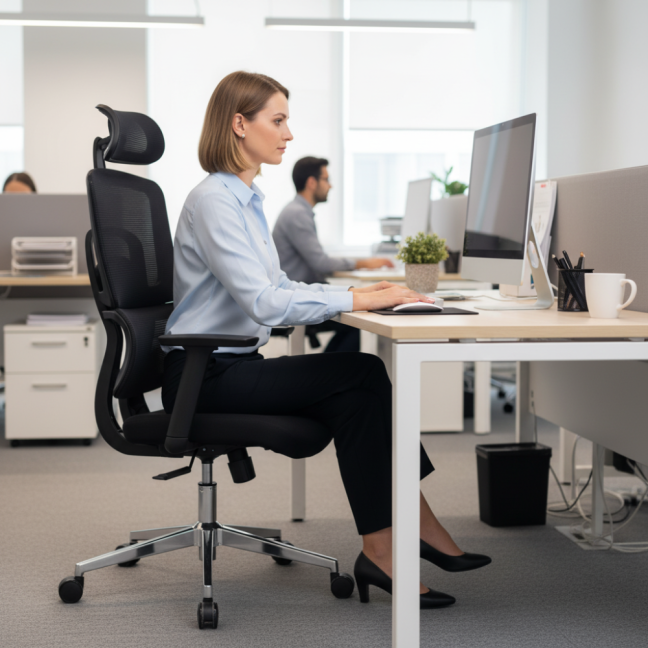 Kancelářská ergonomická židle Neoseat GARY — síť / látka, černá, nosnost 150 kg