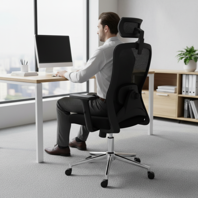 Kancelářská ergonomická židle Neoseat ZENA — černá, nosnost 150 kg