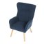 Relaxační křeslo ušák LUCIAN — masiv, manšestr, přírodní / modrá