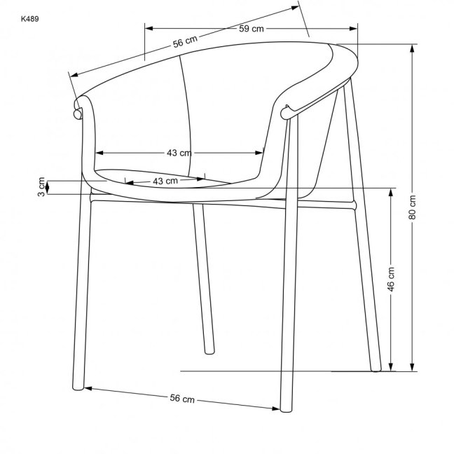 Jídelní křeslo HANNAH — kov, látka, přírodní / šedá