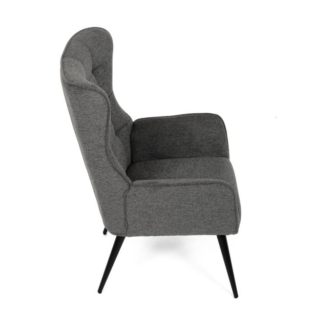 Relaxační křeslo ušák LOYD — látka, černá / šedá