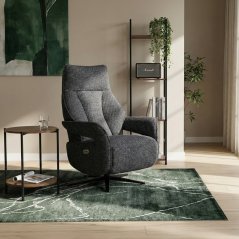 TV křeslo WAGNER otočné s elektrickým polohováním — látka, šedá