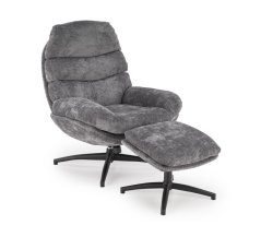 Relaxační křeslo DARIO — kov, látka, šedá