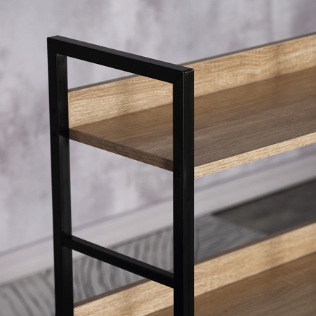 Regál SALIS II — kov, MDF, černá / dekor dub