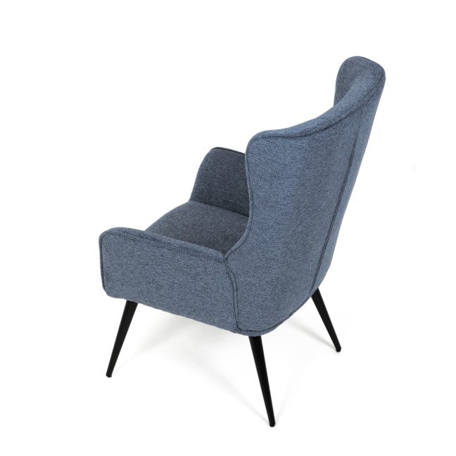 Relaxační křeslo ušák LOYD — látka, černá / modrá