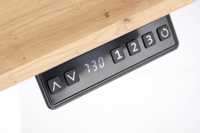 Elektricky výškově nastavitelný stůl LIFT — kov, nábytková deska, bílá / dub artisan