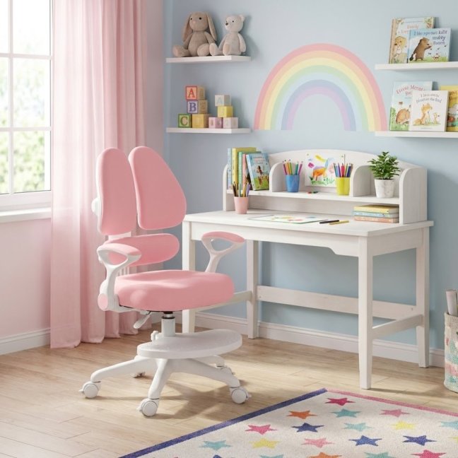 Dětská rostoucí židle Neoseat KIDDY TWO — látka, pratelný potah, růžová