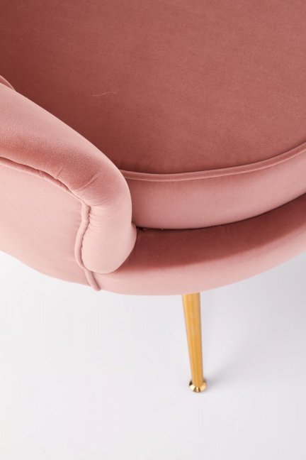 Designové křeslo AMORINITO — kov, látka, zlatá / růžová