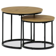 Set 2 konferenčních stolků XANDER — kov, MDF, černá / dekor divoký dub