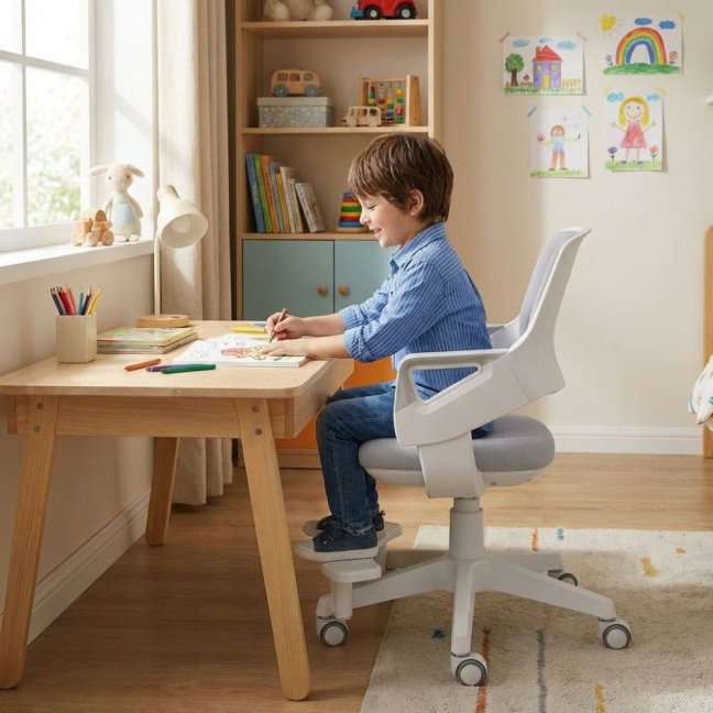 Dětská rostoucí židle Neoseat KIDDY FIVE — látka, pratelný potah, šedá