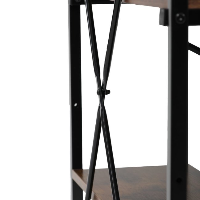 Psací stůl s regálem MOREL — kov, MDF, černá / dekor starého dřeva