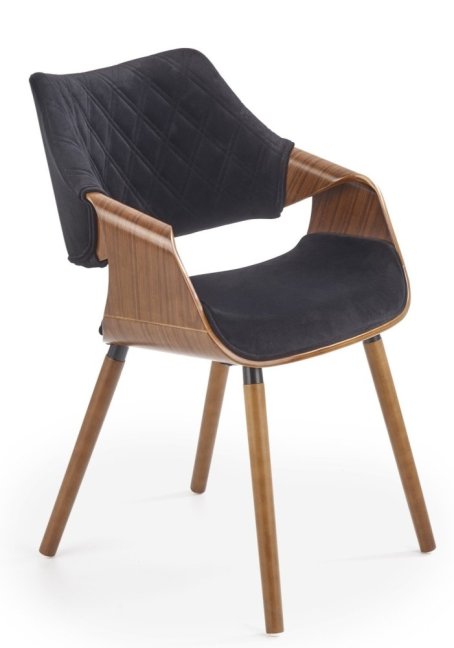 Jídelní křeslo DUNIEN — masiv, samet, ořech / černá