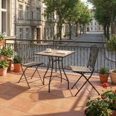 Zahradní set AVIGNON 1 + 2  — kov, kámen, mozaika, černá