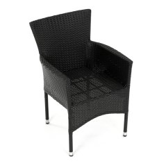 Zahradní křeslo BRIGITA — kov, umělý ratan, černá