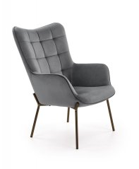 Designové křeslo CASTEL — kov, látka, černá / šedá