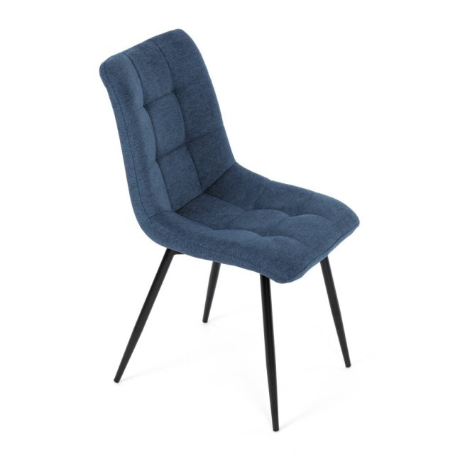Jídelní židle DAEMON — kov, látka, černá / modrá