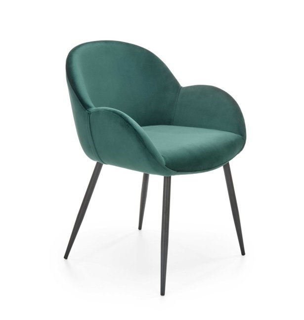 Jídelní křeslo ORON — kov, samet, černá / zelená