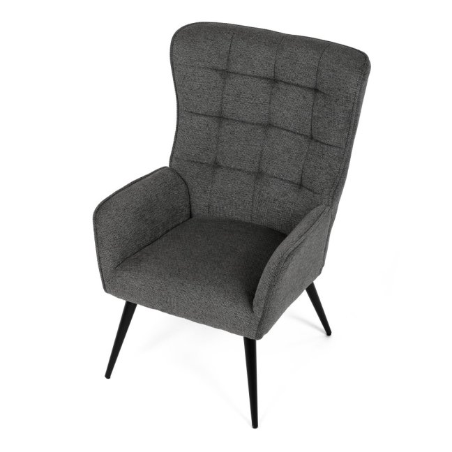Relaxační křeslo ušák LOYD — látka, černá / šedá