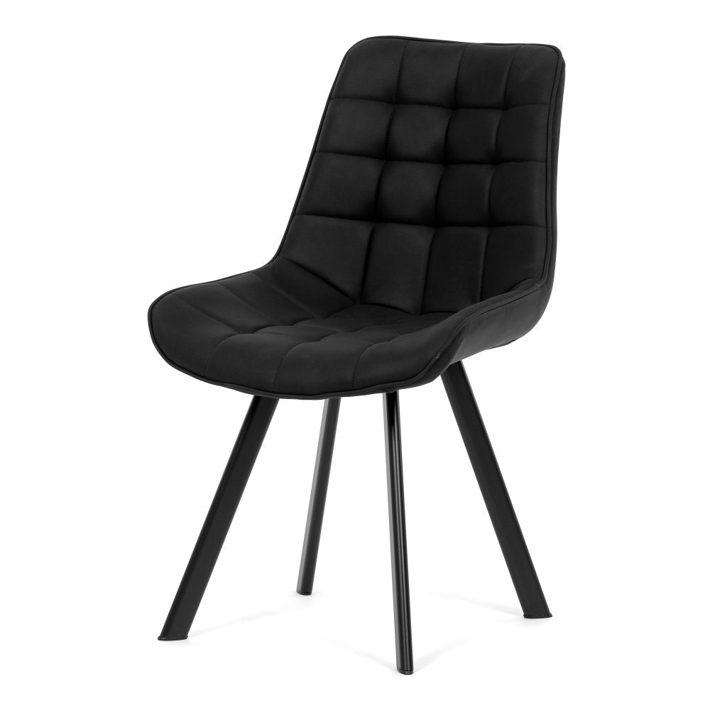 Jídelní židle DRAKAR — kov, látka vintage, více barev Černá