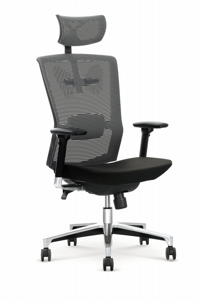 Levně Kancelářská ergonomická židle AMBASADOR — síť / látka, černá
