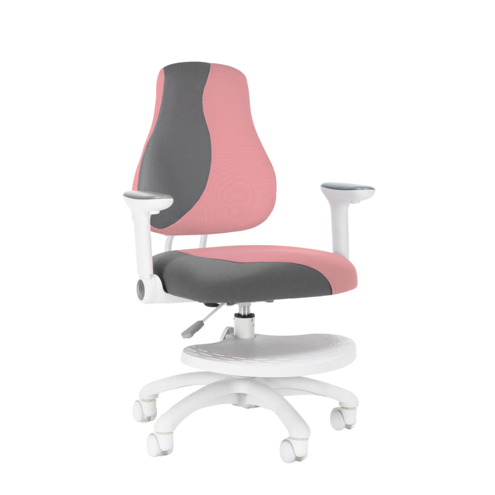 Levně Dětská rostoucí židle Neoseat KINDER WHITE PLUS — látka, šedá / světle růžová