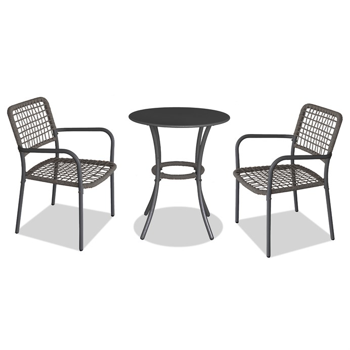 Levně Zahradní set BONTAS 1 + 2 — kov, umělý ratan, antracit / šedá