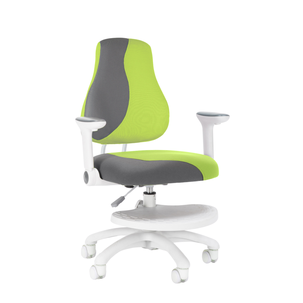 Levně Dětská rostoucí židle Neoseat KINDER WHITE PLUS — látka, šedá / zelená