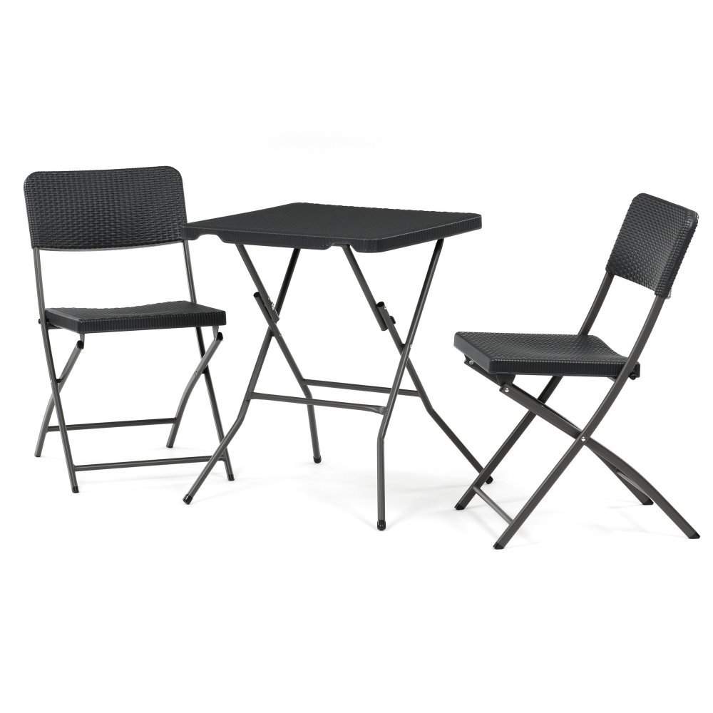 Levně Zahradní skládací set KARAKA 1 + 2 — kov, plast, šedá